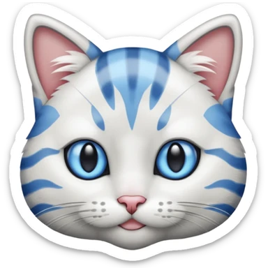 striped cat with blue eyes and white and gray hair sticker