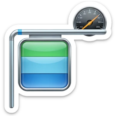 a straight  bar with a meter that has different colors on it  sticker