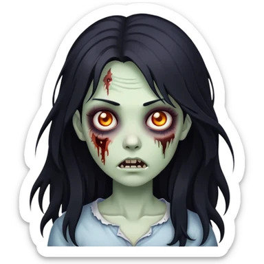 zombie girl with long layered black hair sticker