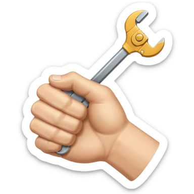 A man's hand clenched a wrench in his fist sticker