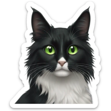 dumb looking tuxedo cat long haired green eyes sticker