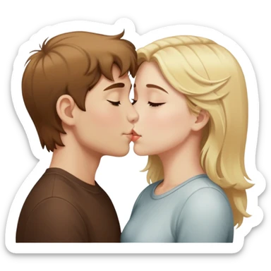 Brown haired boy kissing blonde girl sticker
