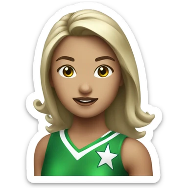 A all star cheerleader with a green and white uniform girl sticker