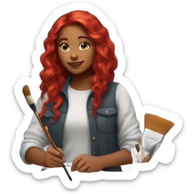 Red head girl artist sticker