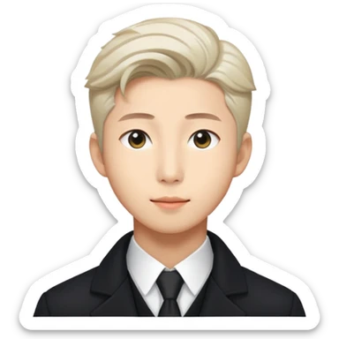 Kim namjoon  wearing black coat ,white shirt in formal way sticker