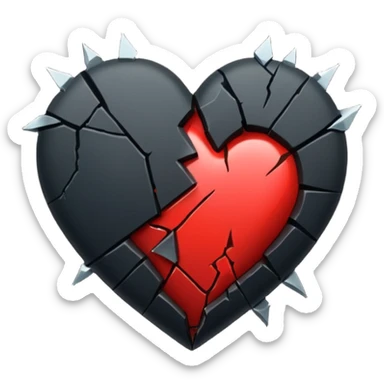 A black broken heart sticker