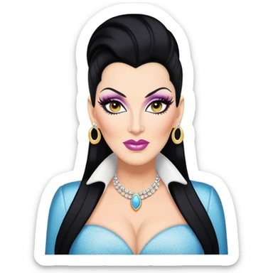 Michelle visage black hair with white mèche dragrace emoji sticker