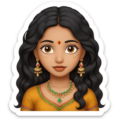 Indian fat girl south Indian wavy medium black hair ,tan darker skin sticker