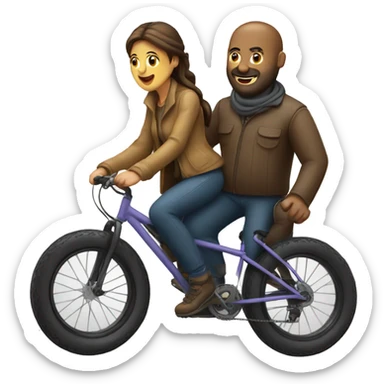 guy and woman riding on a fat bike sticker