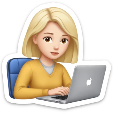 Young woman in front of laptop working from home sticker