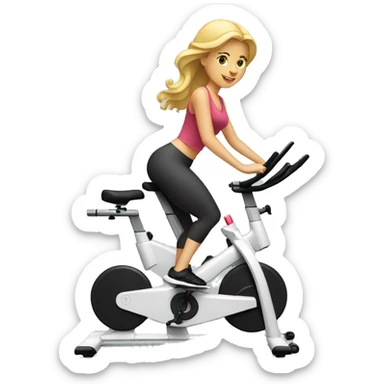 Blonde woman on stationary bike sticker