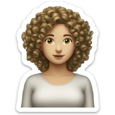 Curly European Girl and money sticker