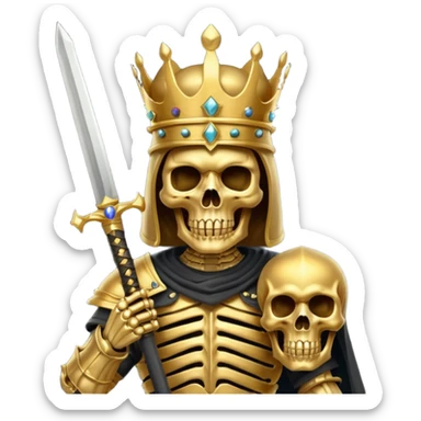 Golden skull with crown now make it with a worrior sowrd with a skull body sticker