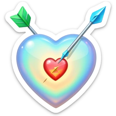 Opal heart with arrow through it  sticker