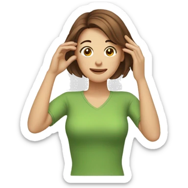 relieved wiping forehead with hand woman with brown medium hair  sticker