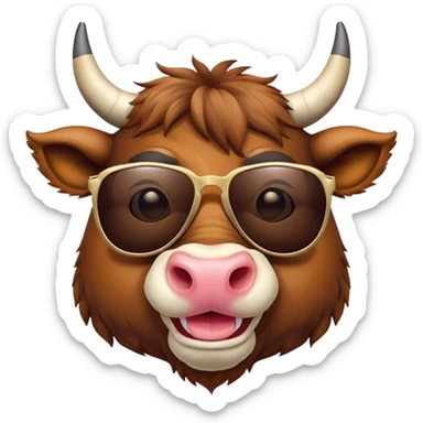 friendly anthropomorphised bull head wearing sunglasses sticker
