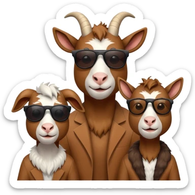 3 goats two female one tall male posing with sunglasses on  sticker