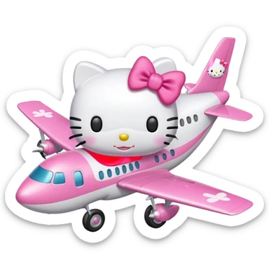white hello kitty airplane  sticker