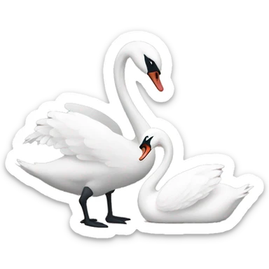 Brown swan and white swan couple sticker