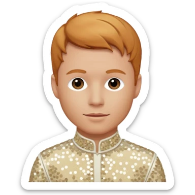 Brian Littrell from Backstreet Boys with reddish blonde hair, ivory sequin outfit sticker