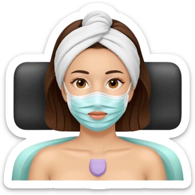Lady with face mask spa beauty full face relaxing sticker