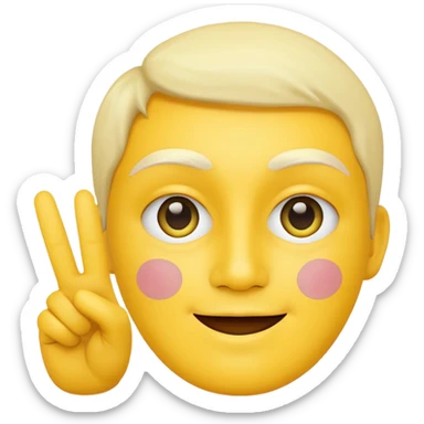 yellow face making a peace sign, friendly and simple sticker
