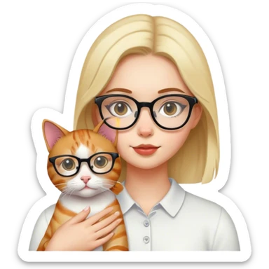 girl with cat and glasses sticker