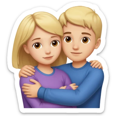 brother and sister hug in white skin sticker