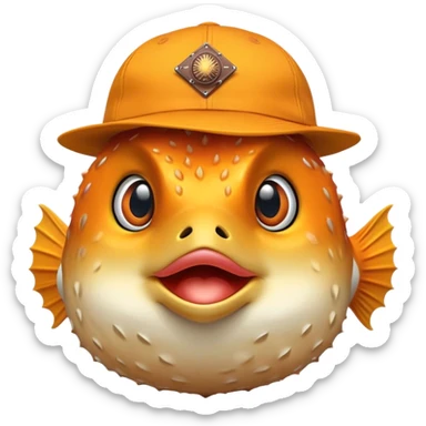 All Orange Blowfish facing forward With an Arizona State Hat sticker