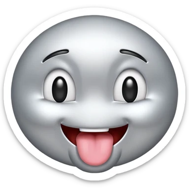 silver winking emoji with tongue out sticker
