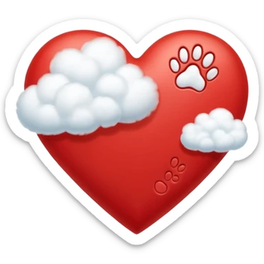 heart with a paw print and a cloud sticker