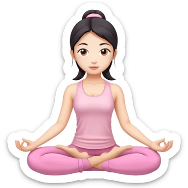 asian yoga girl light pink clothes  sticker