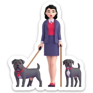 Fashionable girl with black hair and red lips with a Cane Corso dog sticker