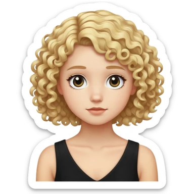 curly-short-hair-blond-teen black dress sticker