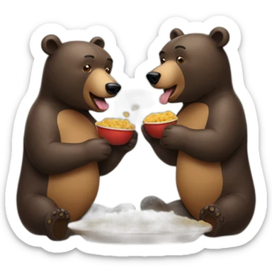 two bears eating food sticker