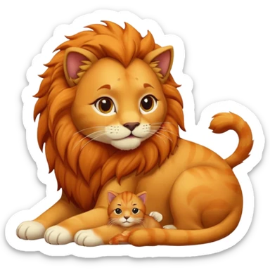 Gata masajeando a leon sticker