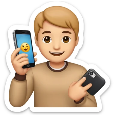 Emoji with phone in hand recording sticker