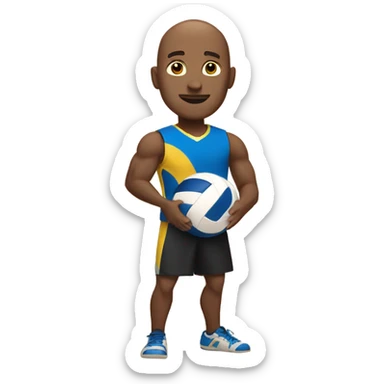 Bald brown skin guy playing volleyball  sticker