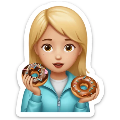 fat girl eating donuts sticker