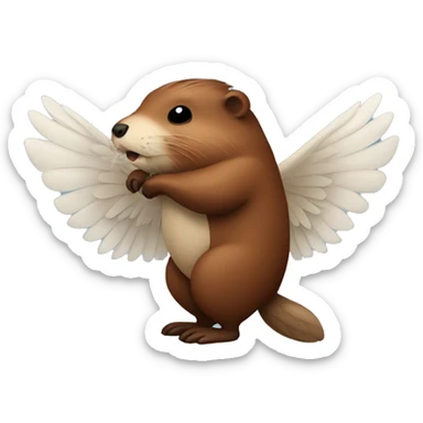 Beaver with wings side profile  sticker