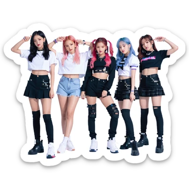 Blackpink K-pop girl group four members energetic group pose sticker