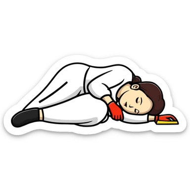 woman labour worker passed out on the floor sticker