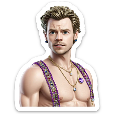 realistic male portrait with jewelry sticker