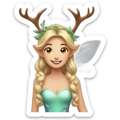 Fairy princess deer-antlers smile sticker