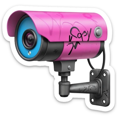 Security Camera pink with graffity sticker