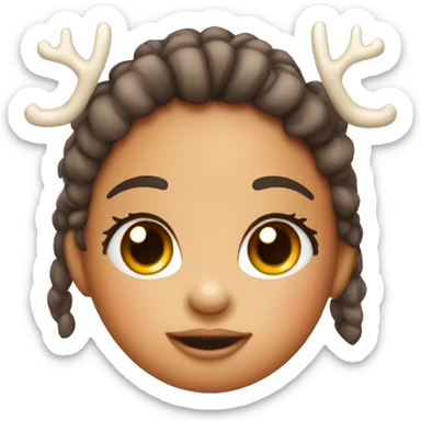 cute girl reindeer head with eyelashes  sticker