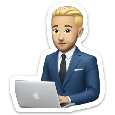 mac miller with a blonde comb over skin fade wearing a blue suit on laptop sticker
