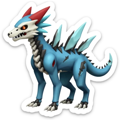 Skeletal Zeraora-Zoroark-Marowak-Dialga-Duskull-Electrike-Fakémon-hybrid-creature (full body)  sticker