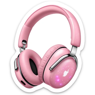 pink AirPods Max headphones with sparkles sticker