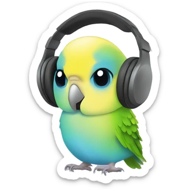 budgie wearning headphones  sticker